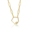 Rachel Glauber 14k Gold Plated Cubic Zirconia Charm Necklace In Gold