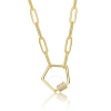 Rachel Glauber 14k Gold Plated Cubic Zirconia Charm Necklace In Gold-tone