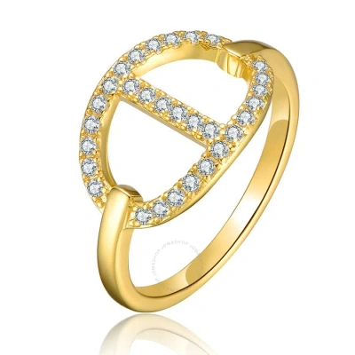 Rachel Glauber 14k Gold Plated Cubic Zirconia Modern Ring In Gold-tone