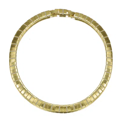 Rachel Glauber 14k Gold Plated Flattened Bar Herringbone Necklace