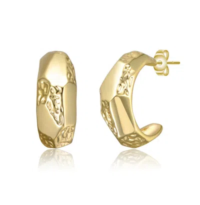 Rachel Glauber 14k Gold Plated Geometric Gold Nugget C-hoop Earrings