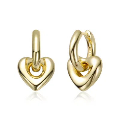 Rachel Glauber 14k Gold Plated Heart Huggie Earrings