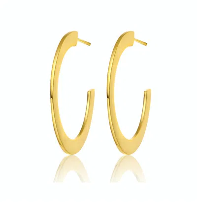 Rachel Glauber 14k Gold Plated Large Open Hoop Earrings In Gray