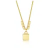 Rachel Glauber 14k Gold Plated Lock Pendant Necklace With Beaded Accents In Gold