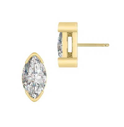 Rachel Glauber 14k Gold Plated Marquise Stud Earrings