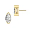 Rachel Glauber 14k Gold Plated Marquise Stud Earrings In Silver