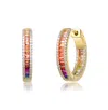 Rachel Glauber 14k Gold Plated Multi Color Cubic Zirconia Hoop In Multi