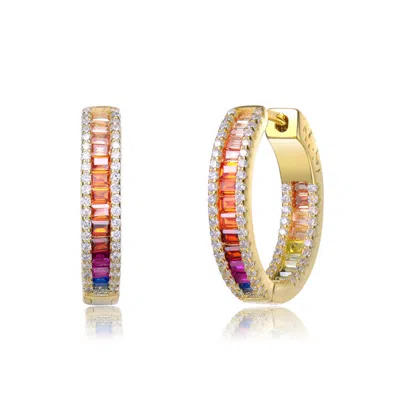 Rachel Glauber 14k Gold Plated Multi Color Cubic Zirconia Hoop