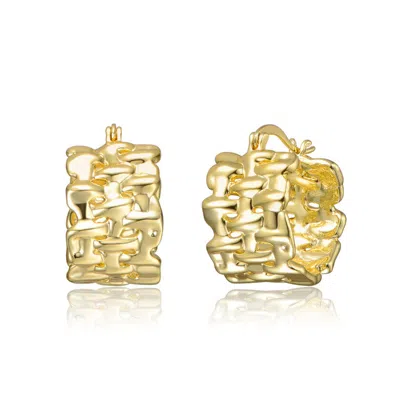 Rachel Glauber 14k Gold Plated Nature Basket Weave Chunky C-hoop Earrings