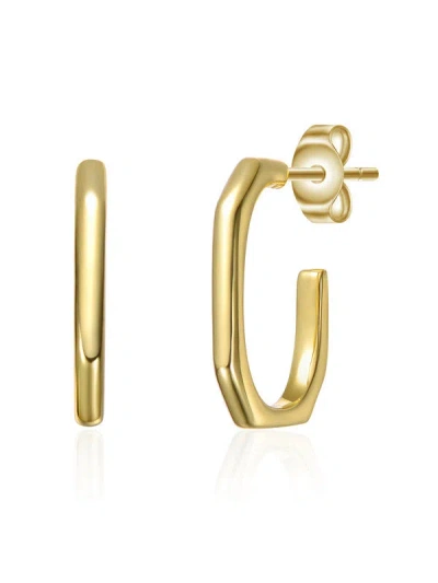 Rachel Glauber 14k Gold Plated Open Geometric Tubular C-hoop Earrings