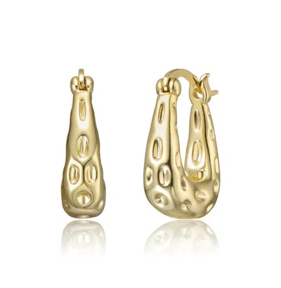 Rachel Glauber 14k Gold Plated Openwork U-shaped Oblong Hoop Earrings