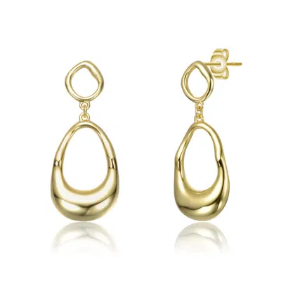 Rachel Glauber 14k Gold Plated Organic Circle And Pear Dangle Earrings