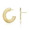 Rachel Glauber 14k Gold Plated Ribbed Open Circle Drop Earrings In Gold