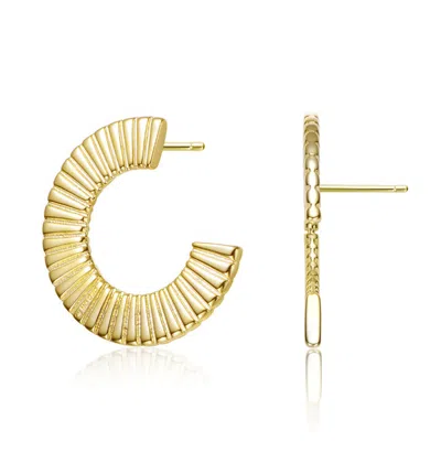 Rachel Glauber 14k Gold Plated Ribbed Open Circle Drop Earrings