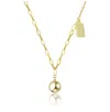 Rachel Glauber 14k Gold Plated Spherical Pendant With Rectangular Accent Necklace In Gold