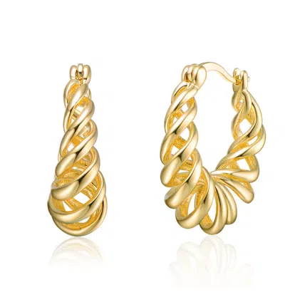 Rachel Glauber 14k Gold Plated Twisted Halo Hoop Earrings