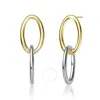 RACHEL GLAUBER RACHEL GLAUBER 14K GOLD PLATED TWO TONE OVAL DROP EARRINGS