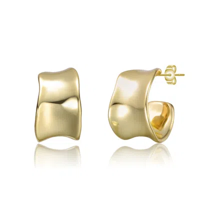 Rachel Glauber 14k Gold Plated Waterfall Free Form Chunky C-hoop Earrings