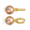 Rachel Glauber 14k Gold Plated With Champagne Drop Pearl Hoop Earrings In Gold