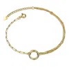 Rachel Glauber 14k Gold Plated With Circular Charm Dual Chain Bracelet In Gold
