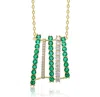 Rachel Glauber 14k Gold Plated With Clear & Emerald Green Cubic Zirconia Bar Pendant Necklace In Multi