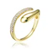 Rachel Glauber 14k Gold Plated With Clear & Green Cubic Zirconia Bypass Ring In Gold