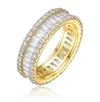 Rachel Glauber 14k Gold Plated With Clear Baguette Cubic Zirconia Wide Band Ring