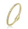 Rachel Glauber 14k Gold Plated With Clear Cubic Zirconia Bangle Bracelet In Gold