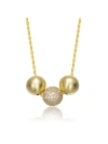 Rachel Glauber 14k Gold Plated With Clear Cubic Zirconia Bead Pendant Necklace In Gold