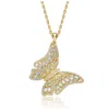 Rachel Glauber 14k Gold Plated With Clear Cubic Zirconia Butterfly Pendant Necklace In Gold