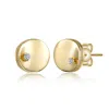 Rachel Glauber 14k Gold Plated With Clear Cubic Zirconia Circle Stud Earrings