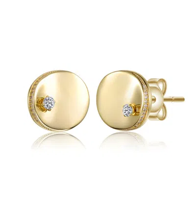 Rachel Glauber 14k Gold Plated With Clear Cubic Zirconia Circle Stud Earrings