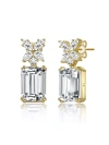 Rachel Glauber 14k Gold Plated With Clear Cubic Zirconia Cluster Drop Earrings In Gold