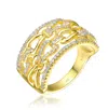 Rachel Glauber 14k Gold Plated With Clear Cubic Zirconia Coctail Ring In Gold