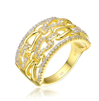Rachel Glauber 14k Gold Plated With Clear Cubic Zirconia Coctail Ring