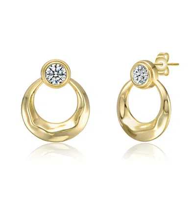Rachel Glauber 14k Gold Plated With Clear Cubic Zirconia Eternity Circle Hoop Earrings