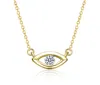 Rachel Glauber 14k Gold Plated With Clear Cubic Zirconia Evil Eye Pendant Necklace In Silver