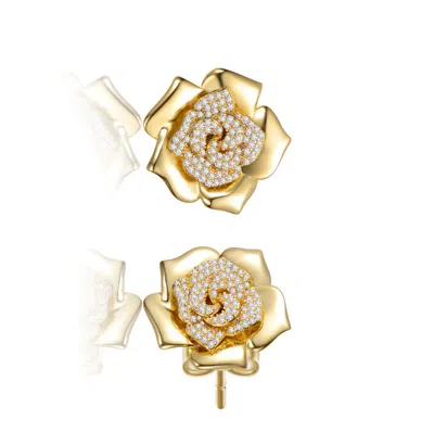 Rachel Glauber 14k Gold Plated With Clear Cubic Zirconia Flower Earrings