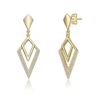 Rachel Glauber 14k Gold Plated With Clear Cubic Zirconia Geometric Drop Earrings