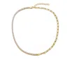 Rachel Glauber 14k Gold Plated With Clear Cubic Zirconia Half Tennis Half Link Necklace In Gold