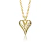 Rachel Glauber 14k Gold Plated With Clear Cubic Zirconia Heart Pendant Necklace In Gold