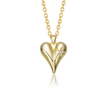 Rachel Glauber 14k Gold Plated With Clear Cubic Zirconia Heart Pendant Necklace
