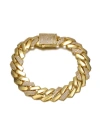Rachel Glauber 14k Gold Plated With Clear Cubic Zirconia Miami Cuban Curb Link Bracelet In Gold
