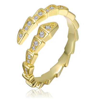 Rachel Glauber 14k Gold Plated With Clear Cubic Zirconia Modern Bypass Ring
