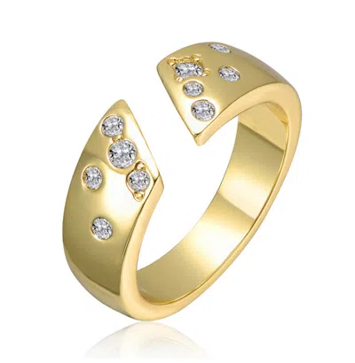 Rachel Glauber 14k Gold Plated With Clear Cubic Zirconia Open Band Ring