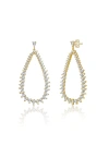 Rachel Glauber 14k Gold Plated With Clear Cubic Zirconia Raindrop Front-facing Hoop Earrings In Gold