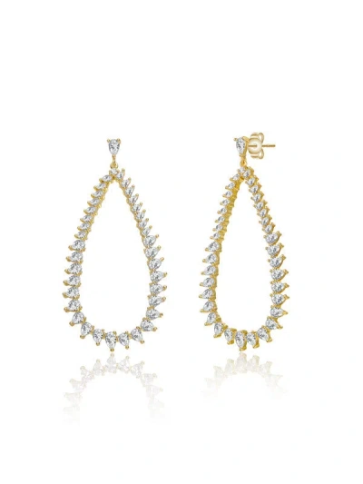 Rachel Glauber 14k Gold Plated With Clear Cubic Zirconia Raindrop Front-facing Hoop Earrings