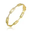 Rachel Glauber 14k Gold Plated With Clear Cubic Zirconia Rectangular Link Bracelet In Gold