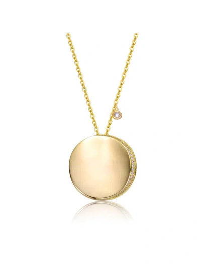 Rachel Glauber 14k Gold Plated With Clear Cubic Zirconia Round Circle Pendant Necklace