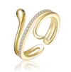 Rachel Glauber 14k Gold Plated With Clear Cubic Zirconia Serpent Bypass Ring In Gold